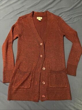 Mudd Maroon Knit Longline Cardigan with Pockets